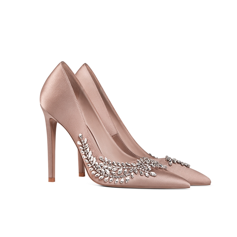 Good quality Transparent Heels -
 Custom logo satin high quality material fashion lady glittering rhinestone custom women high heel shoes – Xinzi Rain