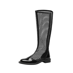 Factory wholesale Combat Boot -
 Summer knee high mesh breathable women shoe long black boots – Xinzi Rain