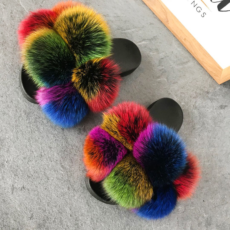Faux fur home slippers