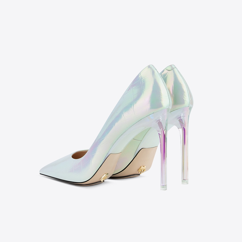 Proljetni novi kameni uzorak lakirane metalne cipele na petu, ženske žele sandale prozirne cipele