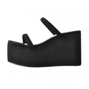 China Gold Supplier for Elegant Flat Sandals -
 Black Platform Wedge High Heels Sandals Mules – Xinzi Rain