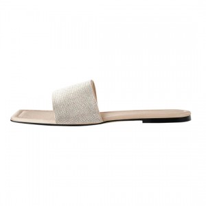 Top Quality Beaded Flat Sandals -
 Rhinestone Baby Pink Flat Sandals Mules – Xinzi Rain