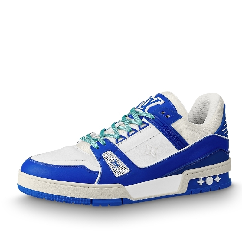 LV trainer sneakers in denim blue monogram
