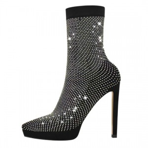 Cheapest Price In Style Women\\\\\\\’s Sneakers -
 Clear Fishnet Platform Pointed Toe Slim High Heels Rhinestone Sandals Boots – Xinzi Rain