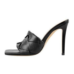 Factory For Backless Tennis Shoes -
 Black Square Toe High Heels Sandals Custom Square Toe women heel sandals – Xinzi Rain