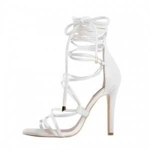 Cheap PriceList for Women\\\\\\\’s Slide Sandals -
 Lace up High Heels White Gladiator Stiletto Sandals – Xinzi Rain