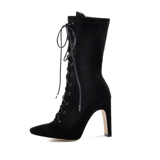 Wholesale and custom black Mid Calf and ankle Boots for Women