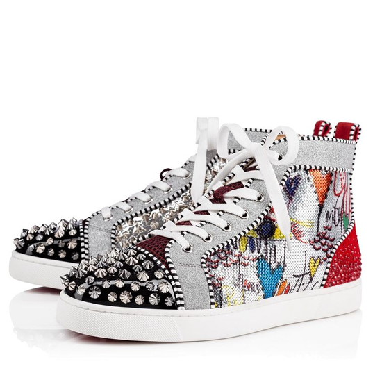 Topánky Christian Louboutin No Limit F18 High Top Silver Spikes
