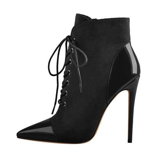 Pointed Toe Stiletto Heel Zipper Ankle Boots