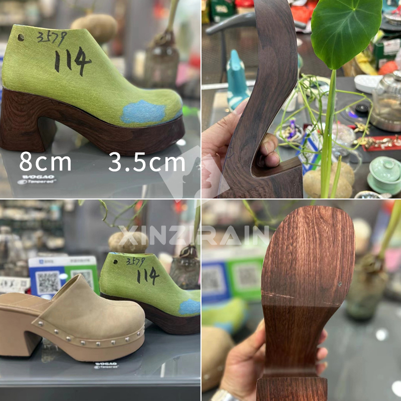 Round-toe Platform Sandal Heel&Platform Mold Faux Wood Grain Sole Heel Height 80mm Platform Height 35mm