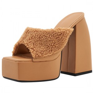 Factory wholesale Ankle Wrap Sandals -
 Custom made platform square toe slide sandals – Xinzi Rain