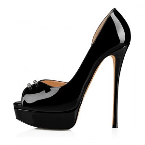 Factory wholesale On Running Sneakers -
 custom made Patent-leather peep-toe black or white heels for ladies – Xinzi Rain