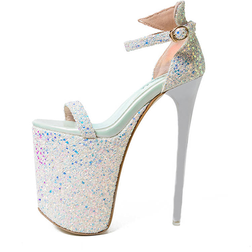 Glitter paillette pole dance shoes and stripper shoes with shining platform