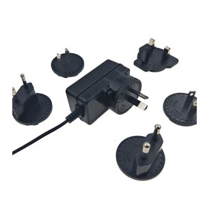 Interchangeable wall plug 18W AC DC switching power supply adapter