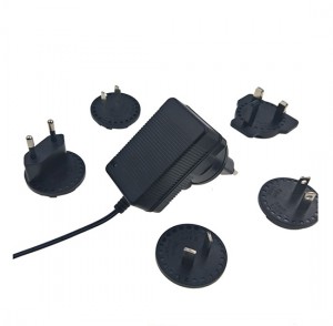 Interchangeable wall plug 18W AC DC switching power supply adapter