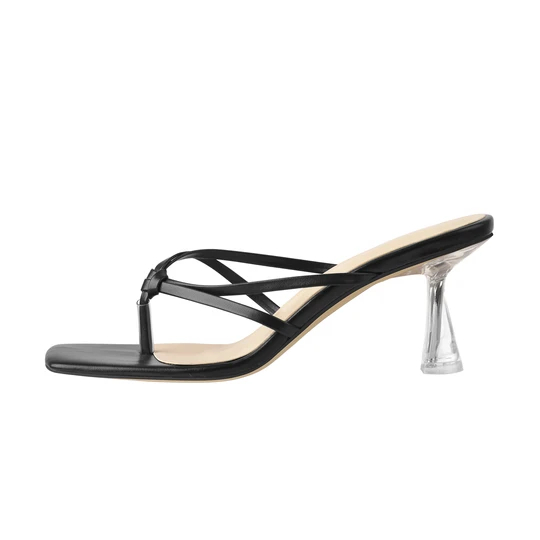 Professional Design Heeled Strappy Sandals - Black Open Toe Clear High Heel Slipper Sandals – Xinzi Rain