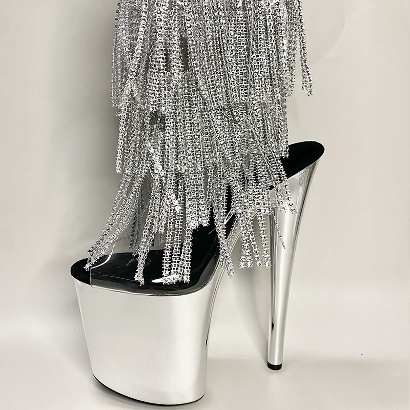 Xinzirain custom made sliver platform patent leather stiletto stripper heels