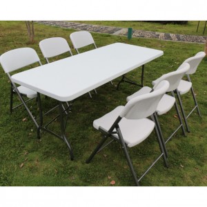 6ft Rectangular Outdoor HDPE White Party Picnic Folding Table