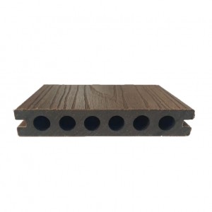ද්විත්ව ඒක පාර්ශවීය දුඹුරු දැව ධාන්‍ය 138*23mm Wpc Co-extrusion Decking Wooden Flooring