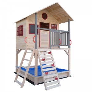 Uşaqlar Sandbox ilə Wooden Outdoor Playhouse