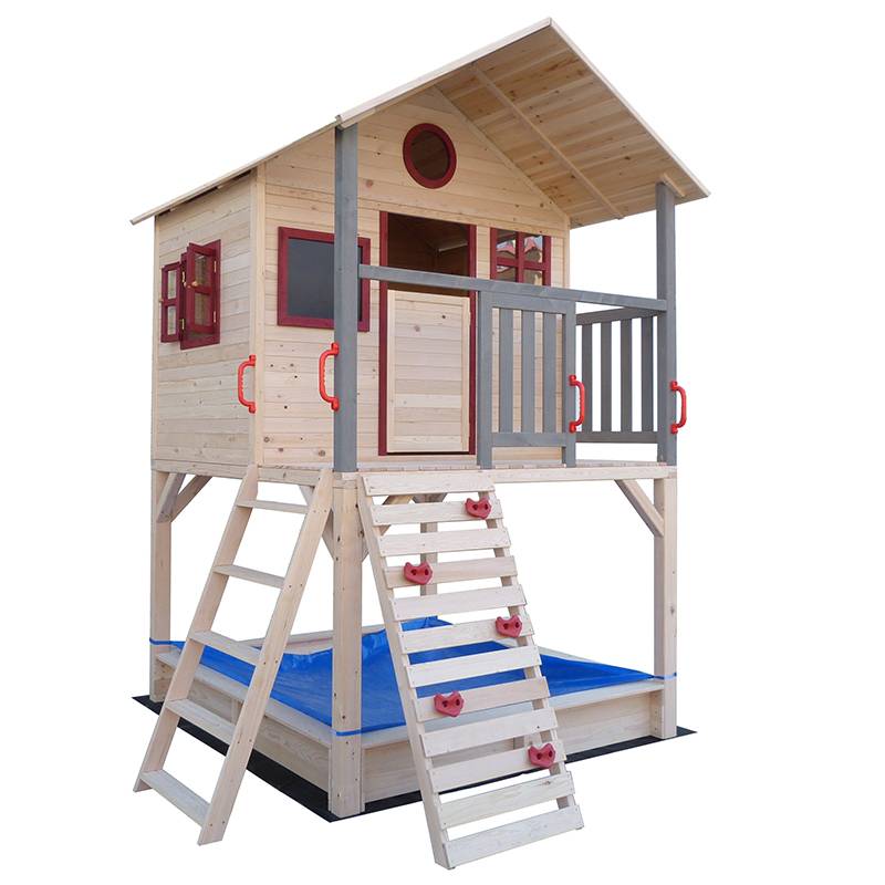 Wholesale Wooden Ladder Shelf - C298 Children Wooden Outdoor Playhouse With Sandbox  – GHS