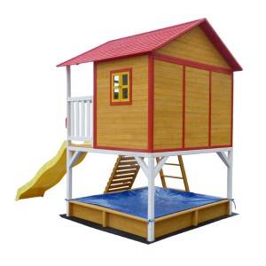 Trä Kids Cubby hus med gul Slide