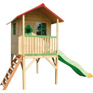 Wooden Playhouse With Slide Kids Toy Playground