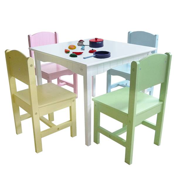 Kids Wooden 1 Table and 4 Chairs Set Featured Image