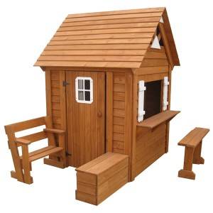 Barn Wooden lekehus med Shop-Front stil Window Storage Box Seat