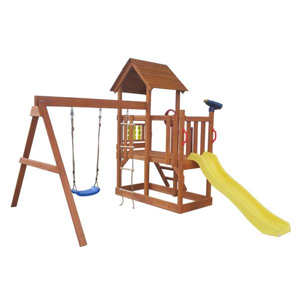 Factory Cheap Hot Lodg Chicken Coop - Wooden Kids Swing And Slide With Platform – GHS detail pictures