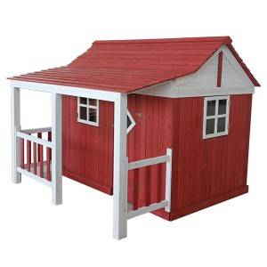 Wooden Cubby Playhouse with Balcony