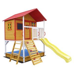 Деревянные Дети Cubby дом с желтой Slide