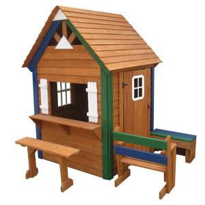Дети Деревянный Playhouse с Shop-Front Style Window Коробки для хранения сиденья