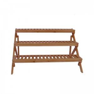 Wooden Flower Shelf Display Shelf 3 Tier Plant Stairs for Outdoor Balcony