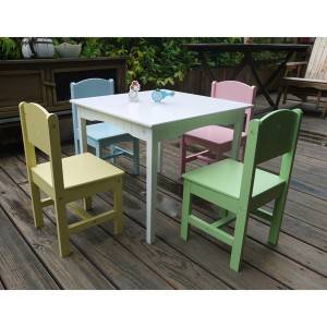 Kids Wooden 1 Table and 4 Chairs Set
