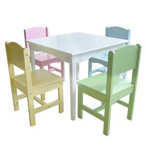 Kids Wooden 1 Table and 4 Chairs Set