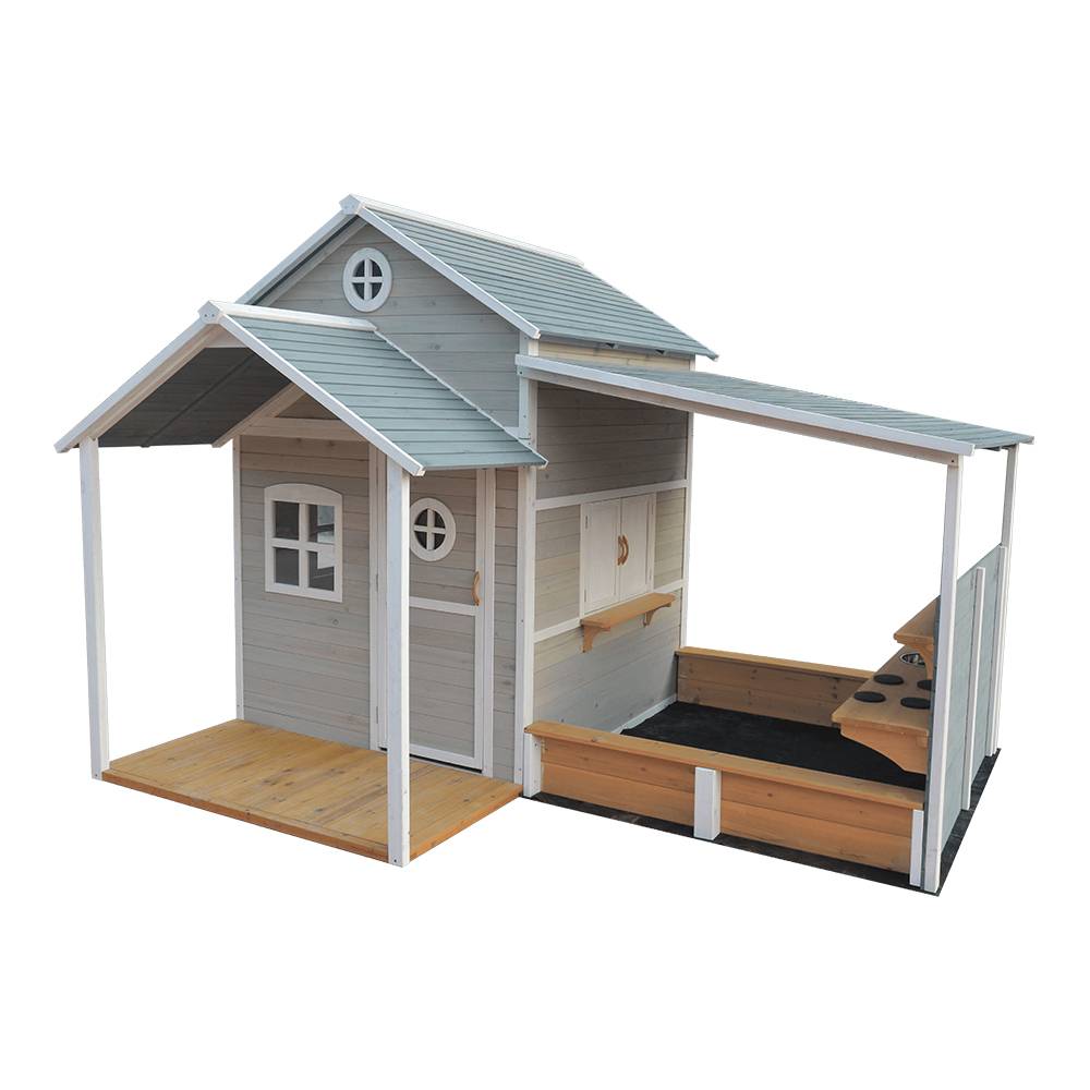Wooden Kids Outdoor Playhouse For Sale With Sandbox Kitchen Featured Image