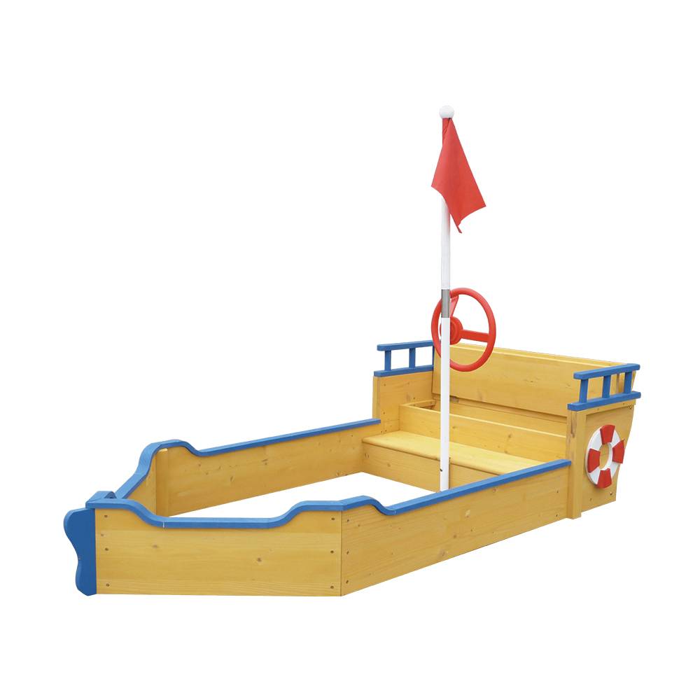 Factory source Wooden Pet Fence Suppliers - Wood Boat-shaped Sandbox With Flag and Steering Wheel – GHS