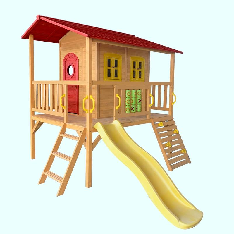 China Cheap price Resin Storage Shed - C441 Children Outdoor Cubby House Wooden Play House with Slide and Sandbox – GHS