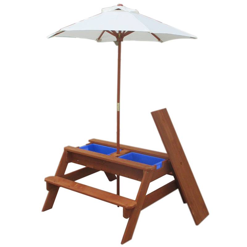 China OEM Rabbit Cages Indoor - wooden children picnic table with parasol and sandbox – GHS
