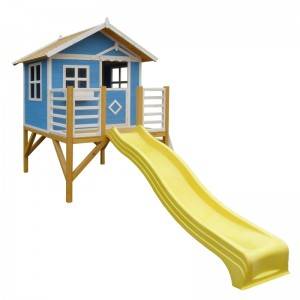 Children Wood Play House Outdoor Children Play House with Slide and Ladder