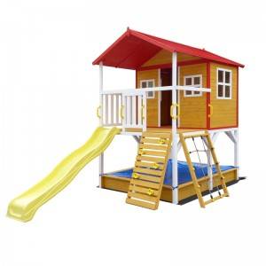 Children Wooden Outdoor Playhouse with Slide