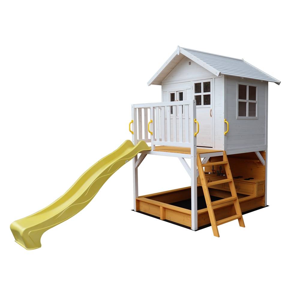 New Arrival China Camping Folding Table - C442 Role Play Kids Cubby Wooden House with Slide and Sandbox from China Cubby House factory – GHS