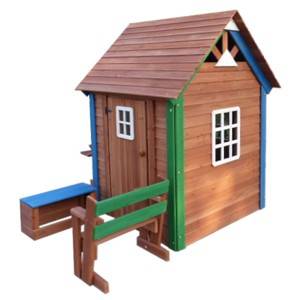 Детски дървени Playhouse С Shop-Предна Style Window Кутия за съхранение на Seat