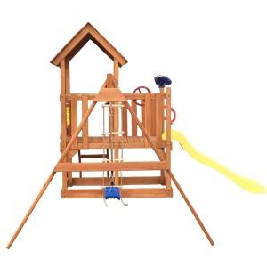 Holzkinderschaukel und mit Plattform-Slide