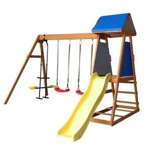 Kids Funny Wooden Swing And Slide Playground