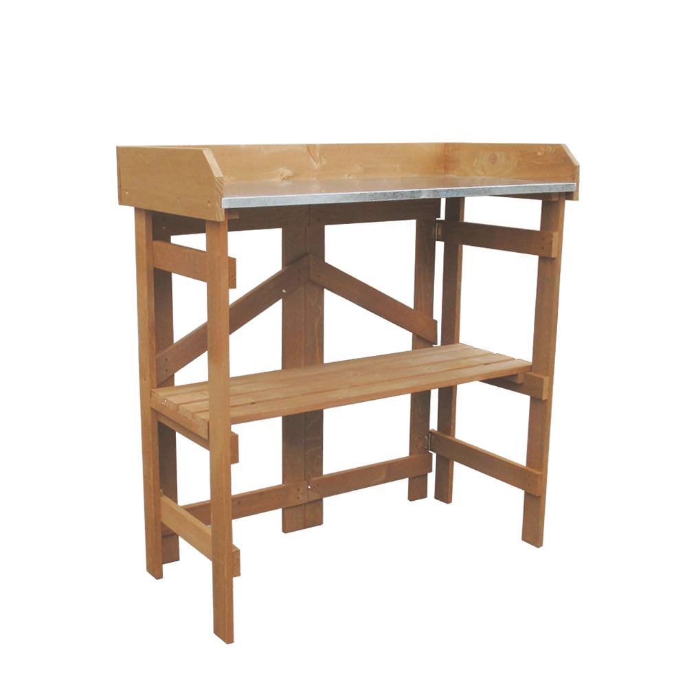 Wood Folding Planting Table With Zinc Surface Featured Image