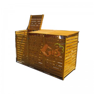 wooden outdoor waste triple rubbish bin storage shed dustbin cover shelter air conditioner rack