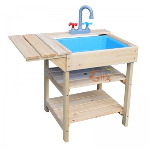 wooden kids pretend toy kitchen set cooking play set with faucet and sink