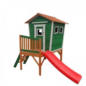 Garden Children Wooden Playhouse With Slide Outdoor Play House for Kids